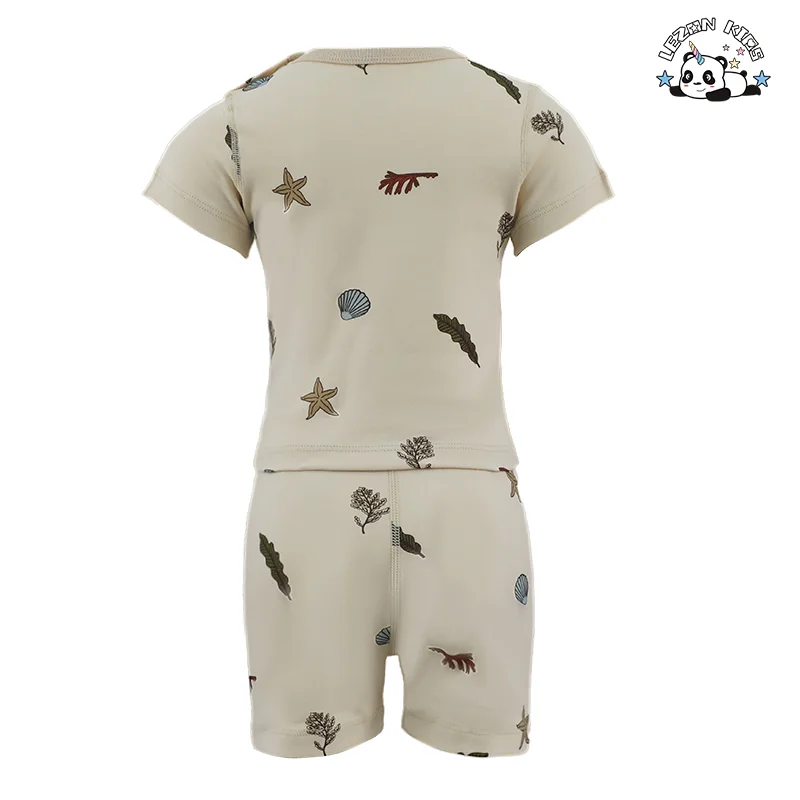 LEZONKIDS - Customizable Summer New Arrival Short Sleeve Full Printed Cartoon Cute Unisex Girls Clothing Set